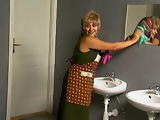 Mature Toilet Cleaner Lady Gets Fucked in Public Toilet