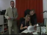 Two Guys and a Girl Fuck Each Other in the Office