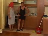 Young Janitor Fuck Granny On Kitchen Floor