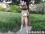  Krakenhot Bunny girl provocative in a outdoor voyeur video